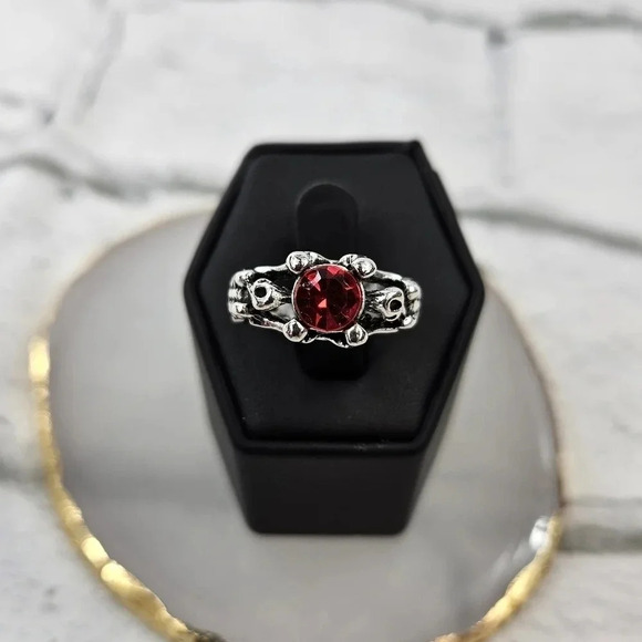 Red Skeleton Gothic Punk Adjustable Fashion Ring A16 - Picture 1 of 8